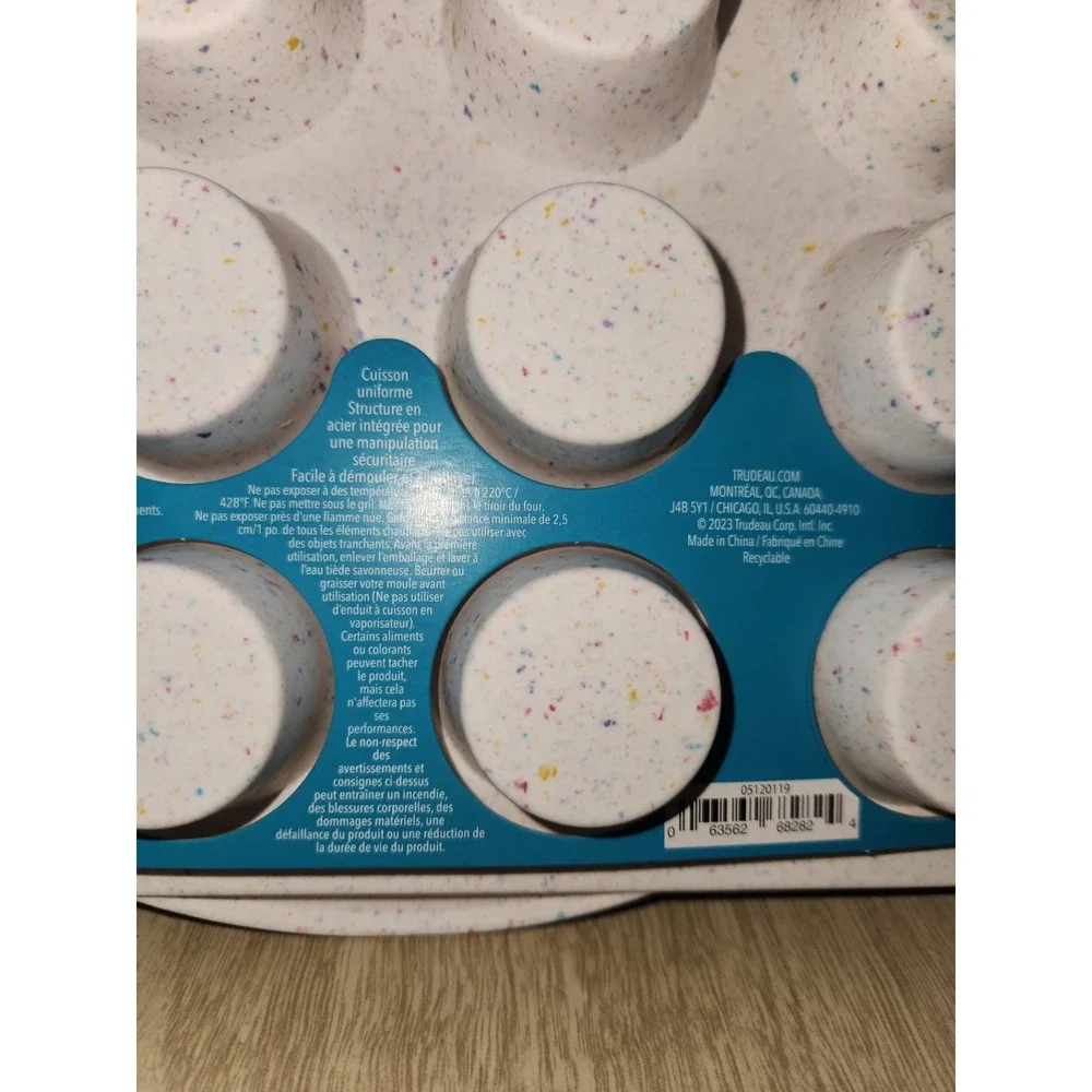 Trudeau Silicone 24 Count Mini Muffin Pan, Multi-Color Confetti, Dishwasher Safe